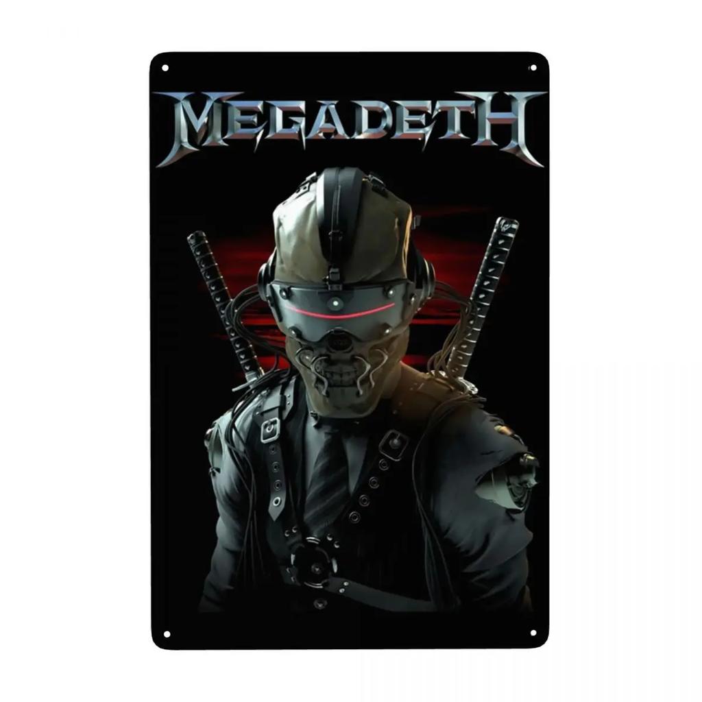 Megadeths Skull Metal Tin Sign Custom Retro Heavy Metal Band Plaque for Pub Cafe Yard Man Cave Bar Home Decor