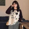 Plus Size Women's Raw Edge Tassel Color Block Knit Sweater for Autumn/Winter