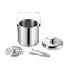 1.3L Double-Wall Ice Bucket with Lid And Tong 6-Hour Cooling Beer Chiller for Bar Home 304 Stainless Steel Insulated Ice Container
