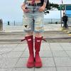 Sudingjia Non-slip Tall Red Rain Boots 2025 Outdoor Camping Rain Shoes Thick Soles But Knee Boots Knight Boots