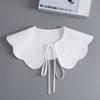 Koreanischer Stil Damen Falscher Kragen Schal Schal Muschelkanten Wellenbesatz Schulterwickel Weiß Halbes Hemd Schnür-Poncho Capelet