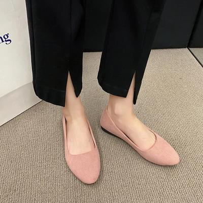 Plus Size 35-42 Women Flats Slip On Candy Color Woman Boat Shoes Black Faux Suede Ladies Ballet Flats