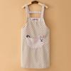Plaid Bib Apron with Rabbit Embroidery Pocket Waterproof Oil-Proof Kitchen Apron for Cooking Baking