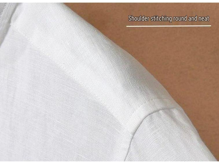 Men's Short Sleeve Breathable White Linen Shirt