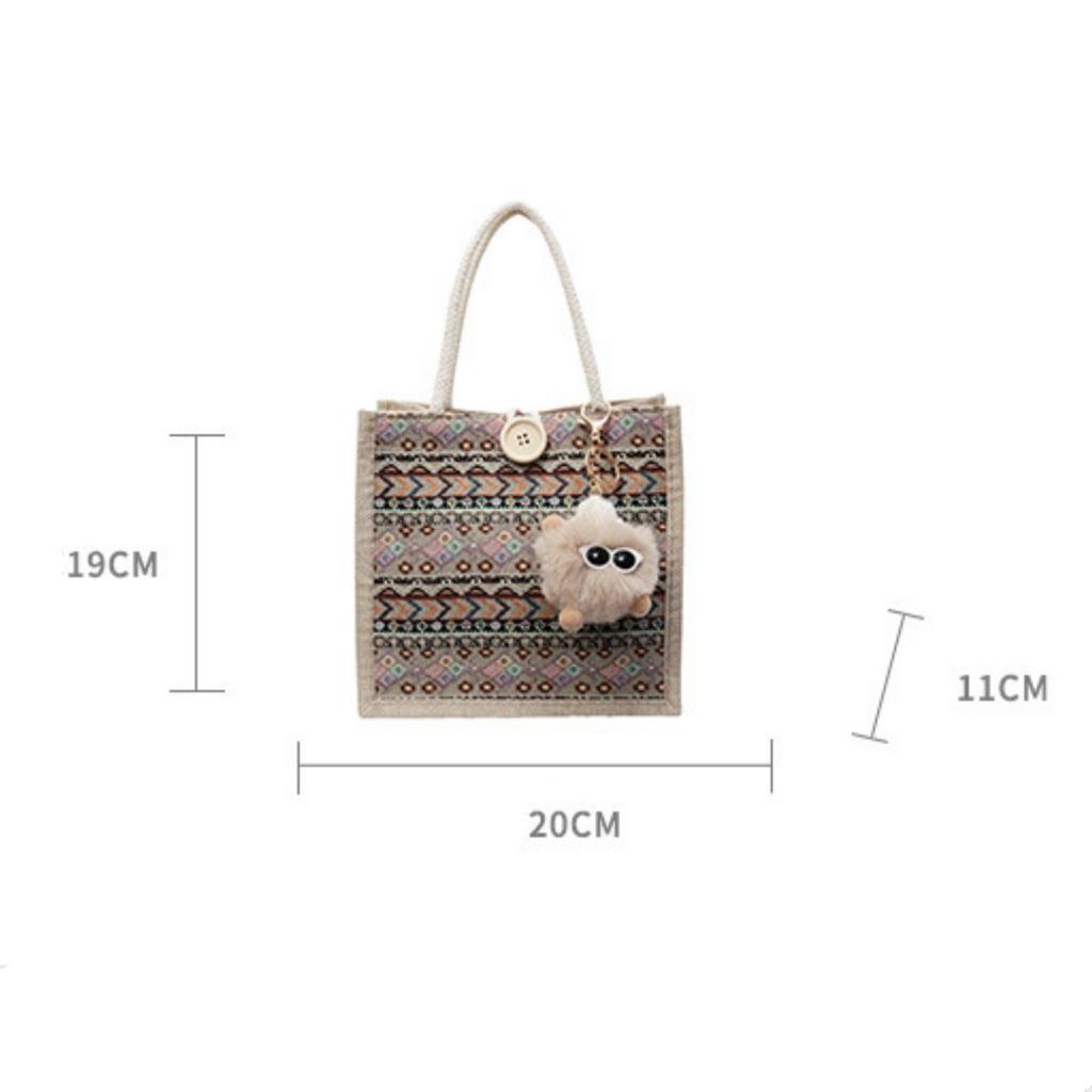 Food Bento Bag Wear-Resistant Portable Shopping Bag Printed Canvas Bag Comfortable For Shopping Commuting Gifting