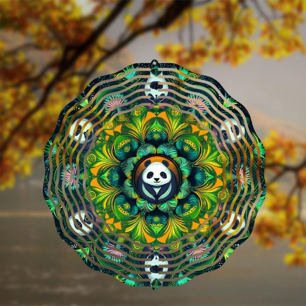 Panda Printed Wind Chime Rotating Design 360 Hook Perfect for All Seasons Garden Decor No Electricity Needed General Occasion