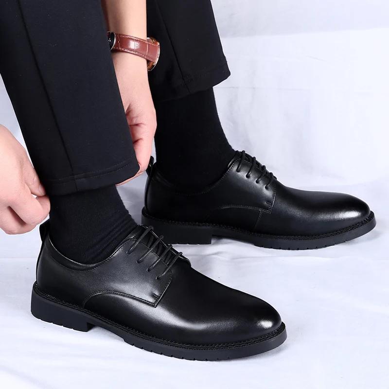 Мужские кожаные туфли на шнуровке — фото 6