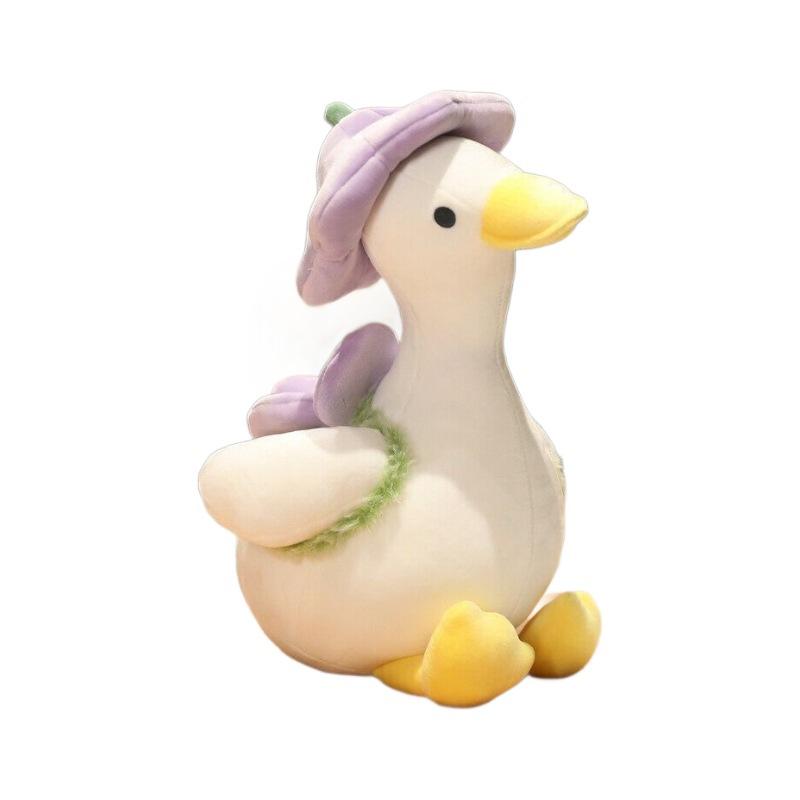 

Yellow Duck Doll Plush Toy with Flower Backpack, Cute Little Duck Pillow, Accompanying Plushie Toys for Kids Gift Decor 30cm фіолетовий