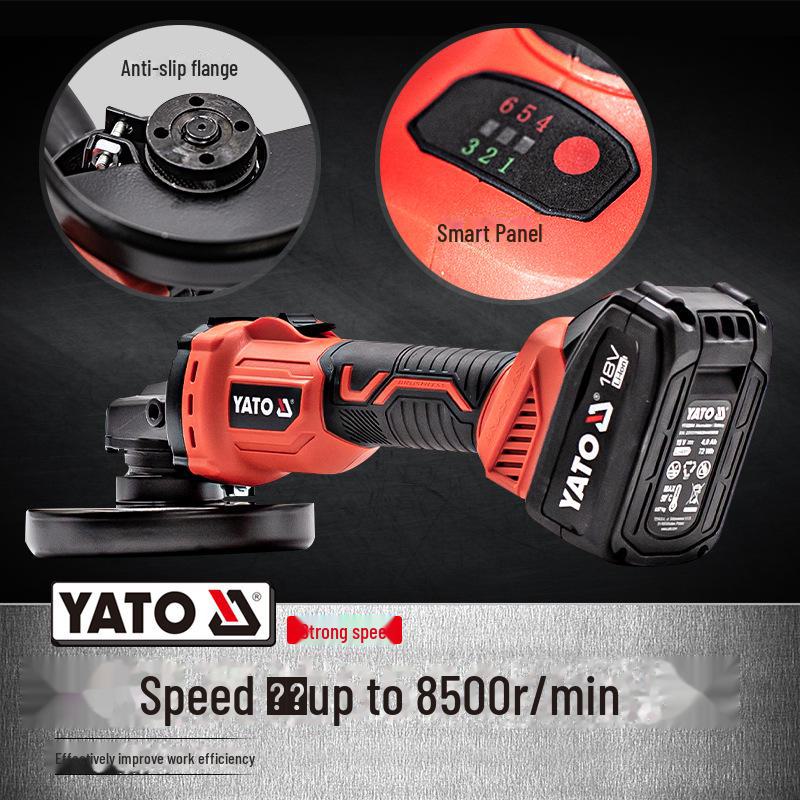 YATO 18V Brushless Cordless Angle Grinder: Lithium Rechargeable Handheld Electric Cutting Tool