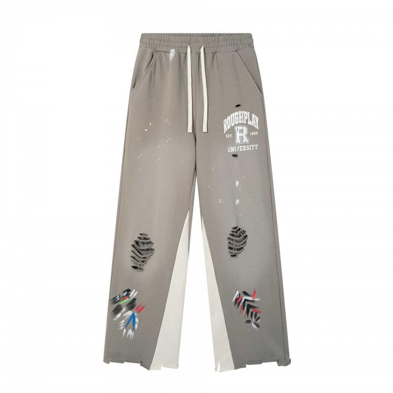 Roughplay Streetwear Pants Mens Loose Fit Distressed Washed Drawstring Trousers