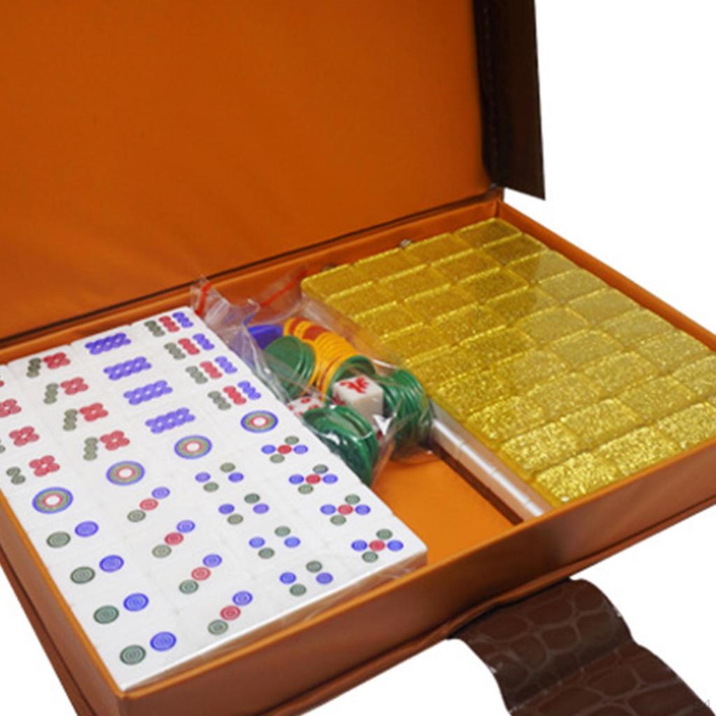 Mini Chinese Guangdong Mahjong Set, Acrylic with Storage Case for Leisure