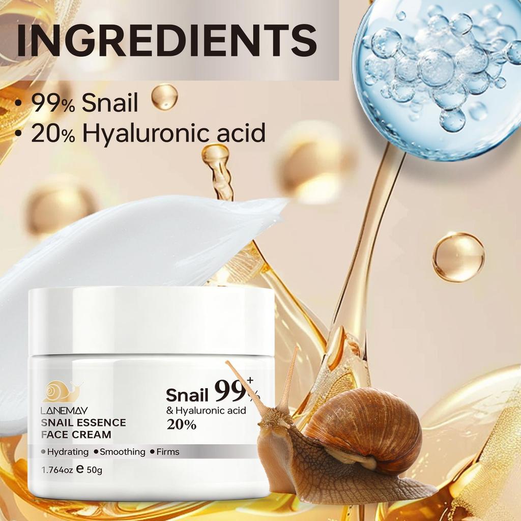 Snail Essence Face Cream-Hydrating & Smoothing The Skin-Firms Skin With Snail & Hyaluronic Acid-50g