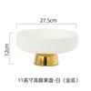 Color Stripe High Foot Shape Ceramic Plate Living Room Fruit Plate Dessert Bowl  Snacks Dishes Home Furnishing Trinket Dish