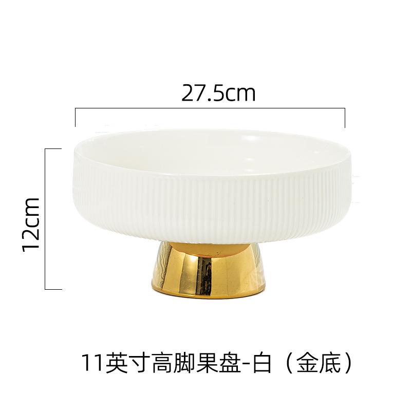 Color Stripe High Foot Shape Ceramic Plate Living Room Fruit Plate Dessert Bowl  Snacks Dishes Home Furnishing Trinket Dish