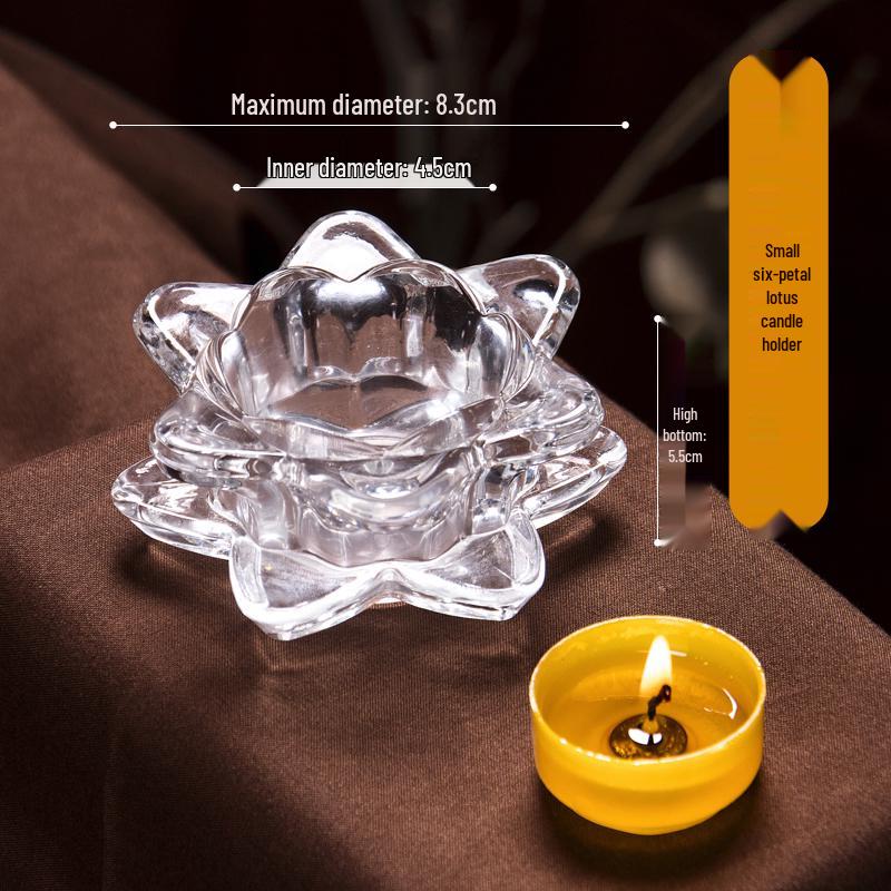 Lotus Glas Ghee Lamp Houder: Hittebestendige Kaars/Olie Lamp voor 24-Uurs Gebruik