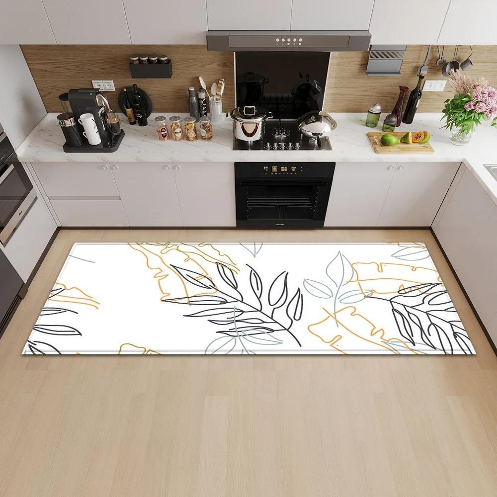 Tropical Plant Illustration Pattern Home Kitchen Floor Mat Door Front Decoration Floor Mat