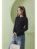 Polka Dot Long-Sleeve Round-Neck Women's Slim Fit Casual Top for Autumn/Winter.