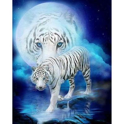 5D-Diamantgemälde zum Selbermachen, „Weißer Tiger“, Diamant-Stickerei, Kreuzstich, Strass-Mosaik-Gemälde