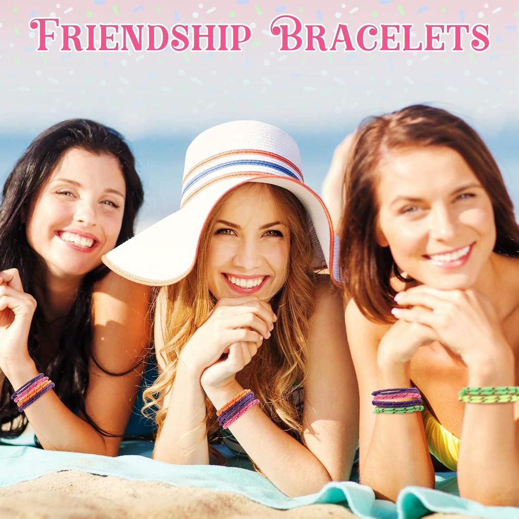 Janinka 432 Pcs Neon Friendship Bracelets Bulk for Kids Adjustable Paracord Bracelets in 6 Assorted Colors Neon Rope Friendship for Girls and Boys