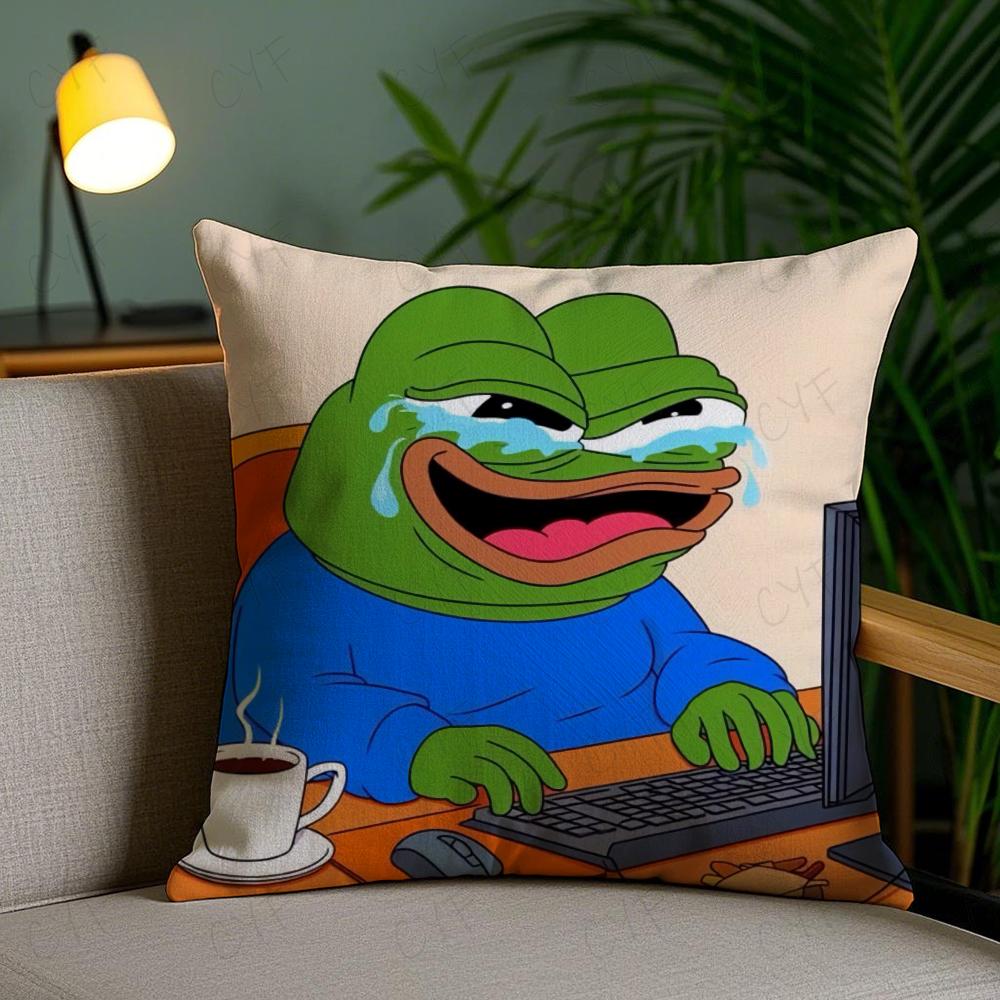 Sad Frog P-Pepe Pillow Case Anti-dustmite Pillowcase Invisible Zipper Silky Short Plush Sofa Cushion Cover