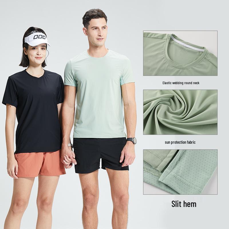 Quick-Dry Cool Short Sleeve Fitness Running T-Shirt - Breathable, Loose Crew Neck for Outdoor Sport