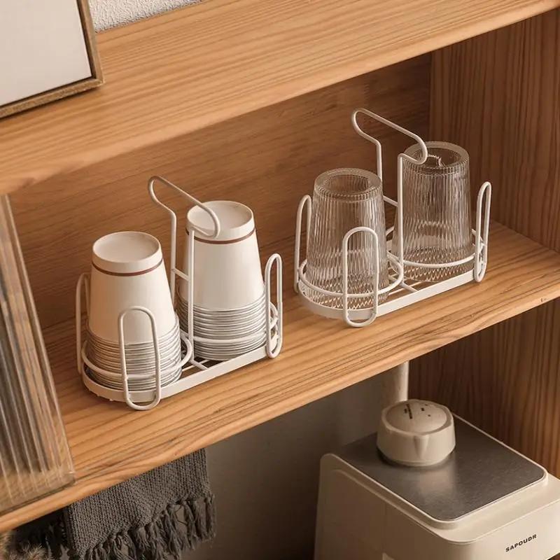 Iron Art Cup Holder Dispenser Disposable Cup Rack Kitchen Countertop Storage Box Durable Coffee Cup Lid Storage for Home