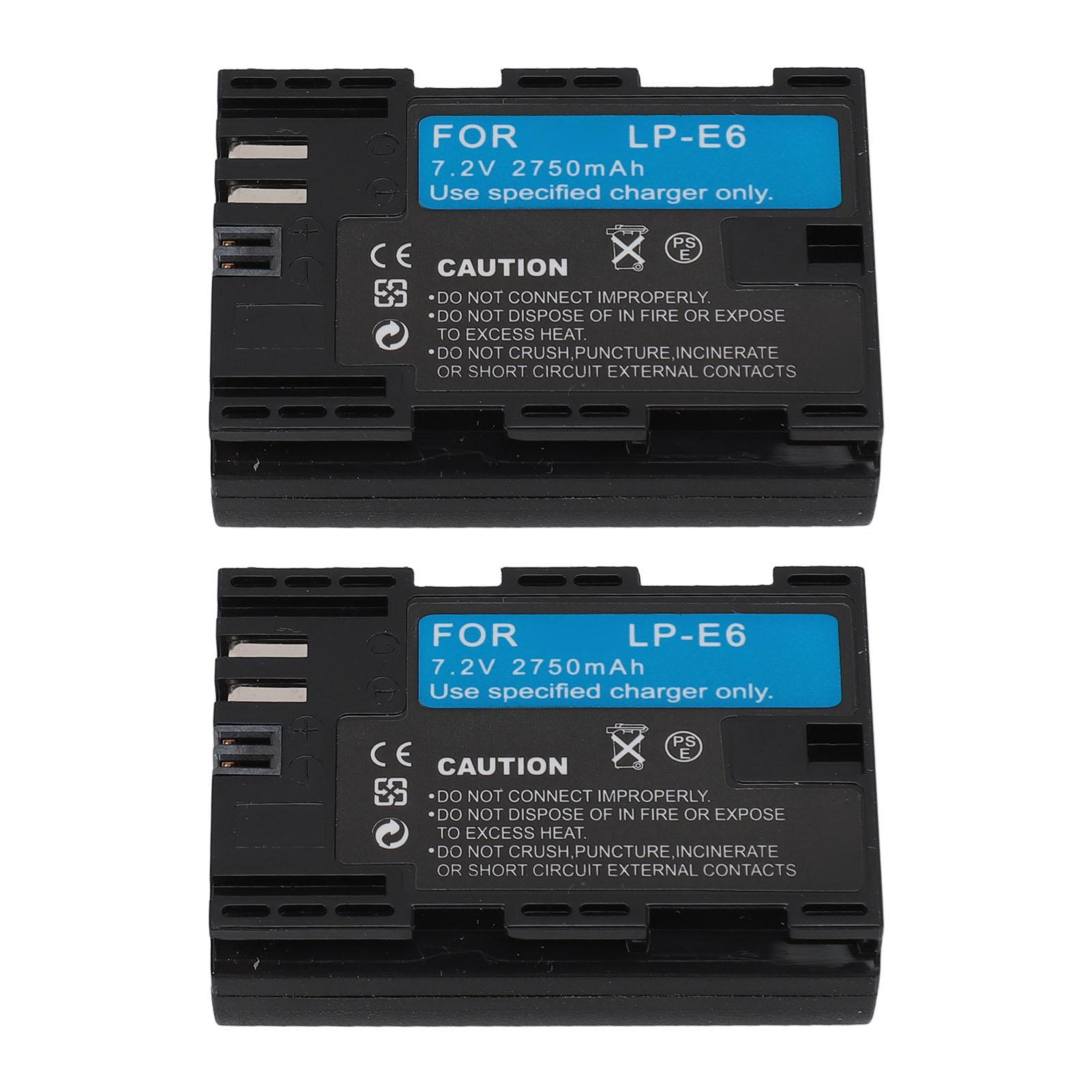 

2 аккумулятора для камеры 2750 мАч 7,2 В для LP E6 E6N R5 R6 90D 60D 70D 80D 5D II 5D III 5D IV 5Ds 6D 6D