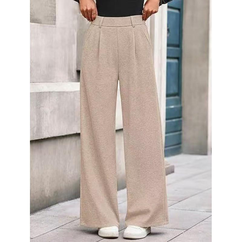 Womens High-Waisted Straight Leg Wide Pants Soft Comfortable Casual Trousers Winter 2026