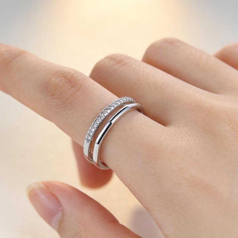 Xiaomi BF CLUB 925 Sterling Rings for Women Simple Geometric Handmade Irregular Retro Double Layered CZ Ring Allergy For Birthday Gift