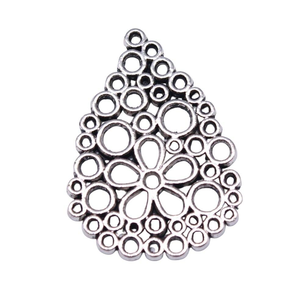 

10шт капли воды цветок подвески подвеска античное серебро цвет 27х20мм