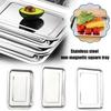 Stainless Steel Barbecue Tea Storage Serving Trays Grill Rectangle Meat Utensils Restaurant Rice Sausage Steamed Metal Plat R5F5
