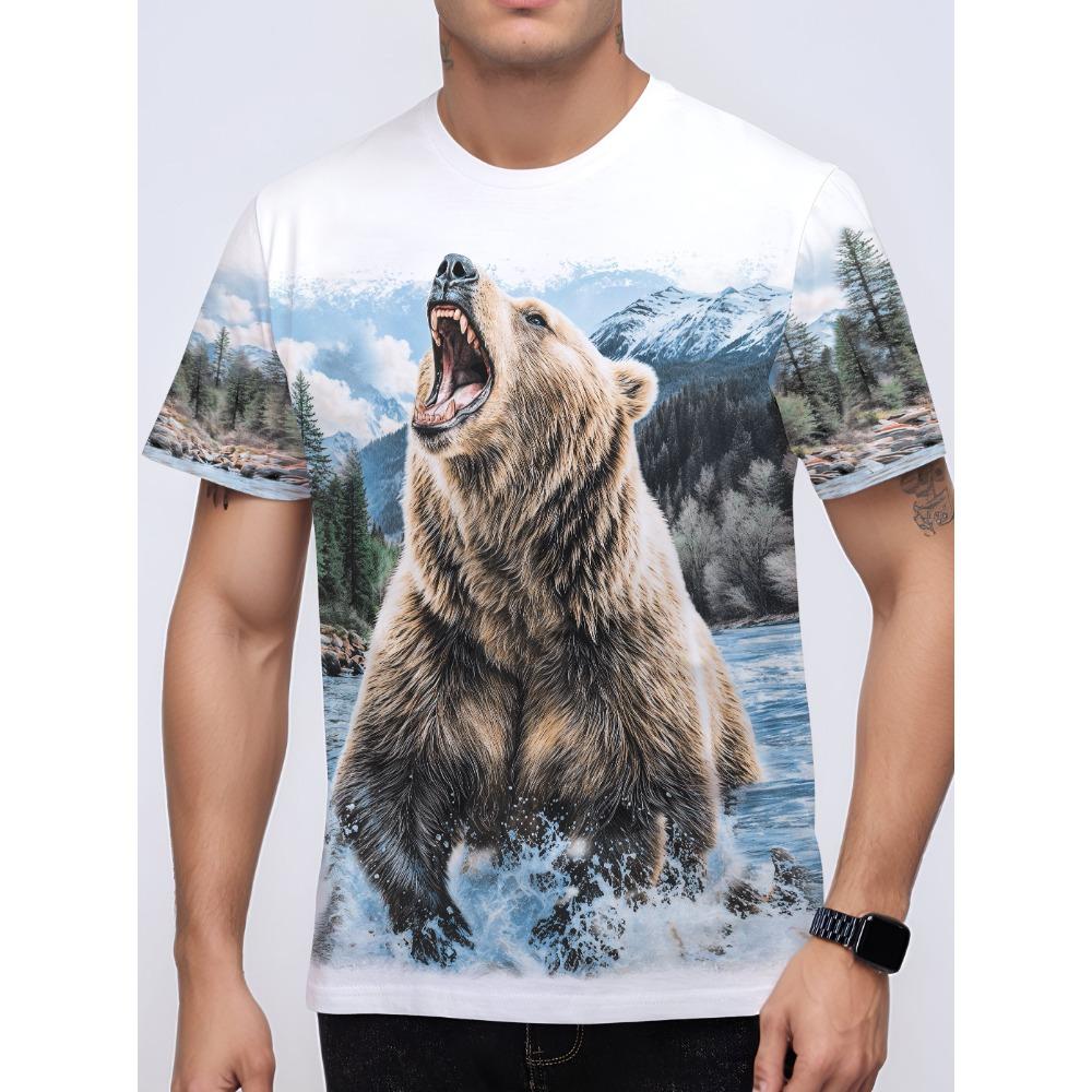 Men s casual T-shirt, men s digital printed casual breathable T-shirt 2XS