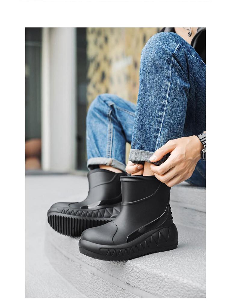 Men's Non-Slip, Wear-Resistant Rain Boots with Thick Soles for Outdoor, Fishing, and Casual Use