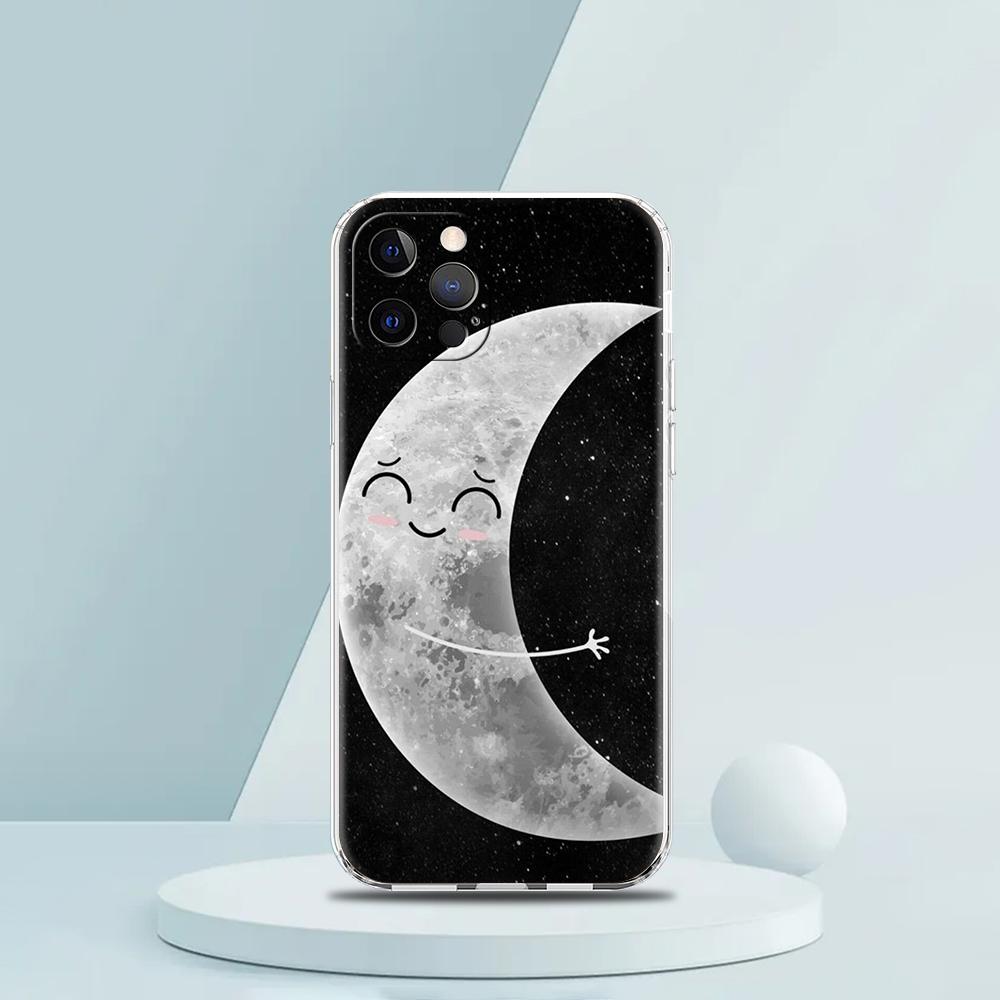 Couple Cartoon Aesth Sun Moon Luxury Phone Case For iPhone 16 15 14 13 12 11 Pro Max XS X XR SE 7 8 Plus Silicone Clear Cover