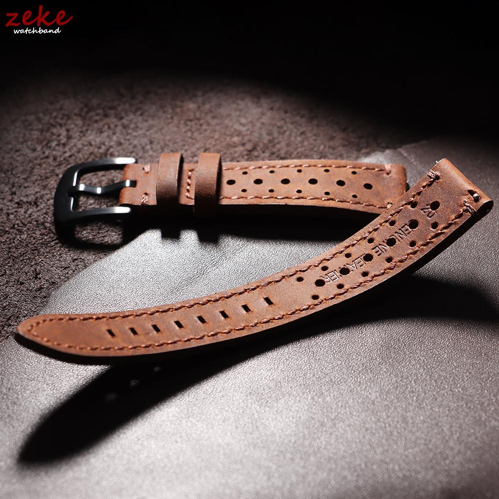 Breathable Cowhide Watch Strap for Omega for Seiko Watch Band 18/19/20/21/22/24mm Genuine Leather Wristband Black Clasp Bracelet