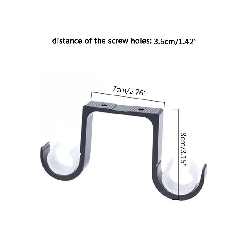 2 Pcs Hang Curtain Rod Holders Heavy Duty Curtain Drapery Rod Bracket Wall-Mounted Metal Double Rod Bracket