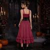 Gotische Jurk en Ketting Set voor Dames voor Halloweenfeest, Corsetriem Niet Inbegrepen