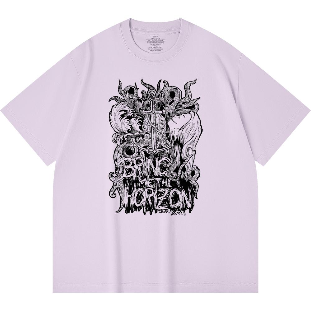 230 Gsm 100% Cotton Heavy Metal T-Shirt Rock Band Popular Music Print Unisex Heavy Cotton T Shirt