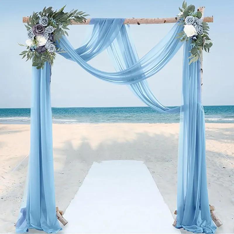 3Pack Set Wedding Arch Drape Fabric Sheer Chiffon Tulle Curtain Draping Backdrop Party Supplies Home Drapery Ceremony Decoration