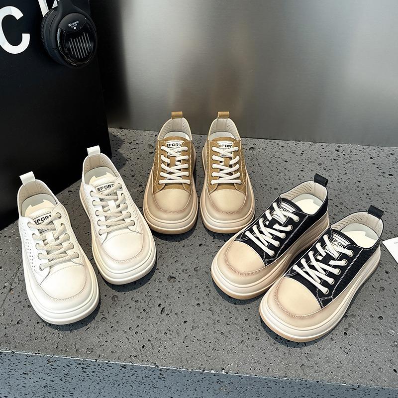 Sandals Women's New Retro Inner Height Increase Hollow Women's Shoes Versatile Leather White Shoes Sports Trend