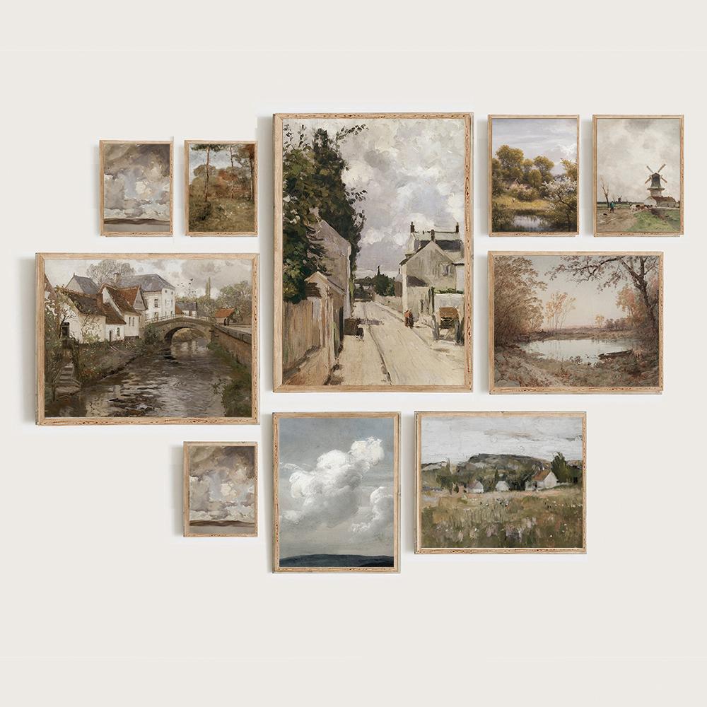

Винтажная галерея, настенный художественный постер и принт, французский деревенский пейзаж, холст, картины, скандинавская гостиная, украшение для дома, картина