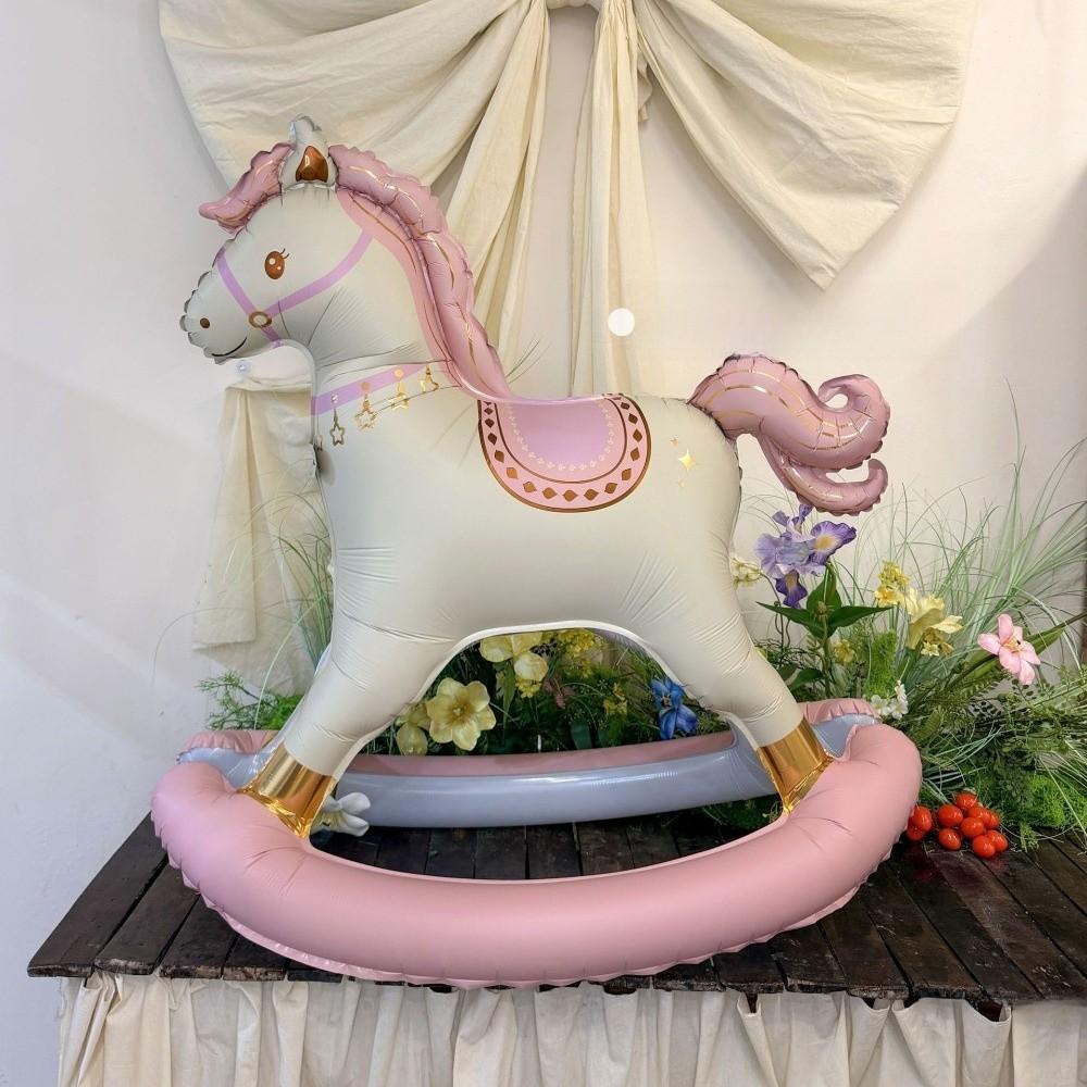 Schaukelpferd Schaukelpferd Ballon Koreanischer Stil Folienpferd Ballon 3D Pferd Ballon Baby Geburtstag