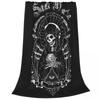 Holy Death Santa Muerte Skull Blanket Velvet Horror Halloween Ultra-Soft Throw Blankets for Airplane Travel Bedroom Quilt