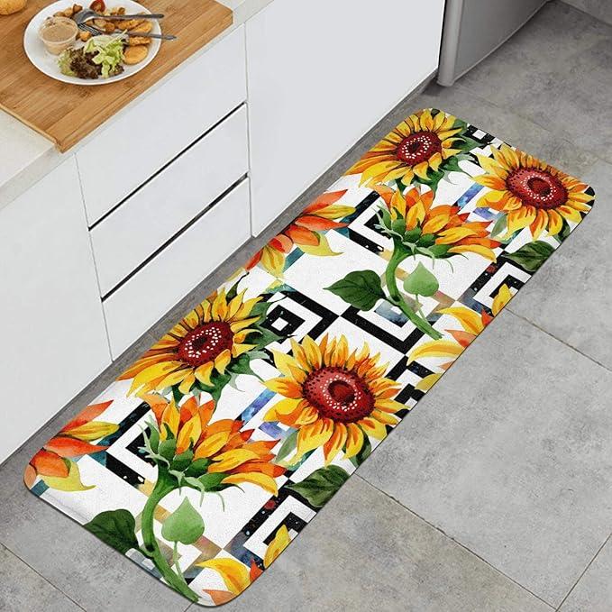Herbst Sonnenblumen Serie Läufer Teppich Küche Schlafzimmer Nachttisch Teppich Retro Blumen Bodenmatte Heimdekoration