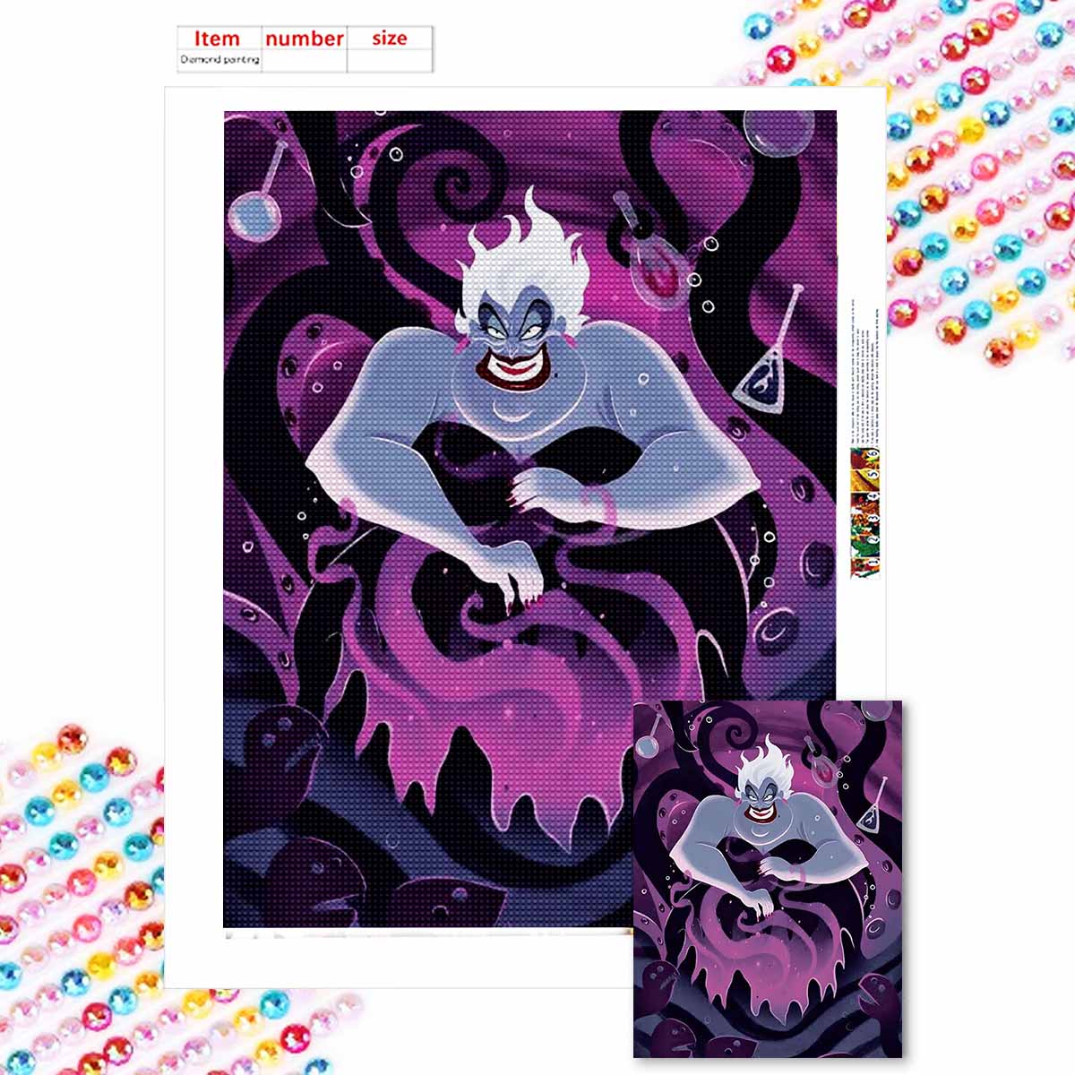 

5D Алмазная Живопись Сделай Сам Злая Ведьма-Осьминог Полная Выкладка Стразами Мозаика Вышивка Изделия Ручной Работы Домашний Декор Подарок Round 20x30cm