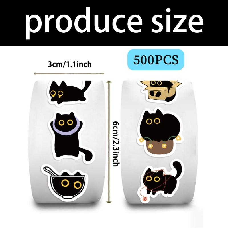 Adorable Haunted Kitten Theme Sticker Pack 500 Sheets Safe Removable Wall Decals For DIY Crafts School Activities Black Cats Party