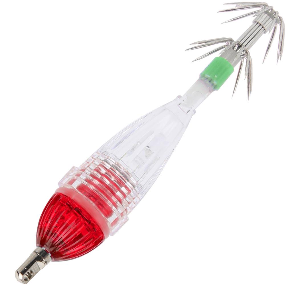 Fishing LED Lure Light Squid Shape Red Light Color Bait Underwater Lamp with Hook