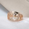 Rose Gold Color Ethnic Bride Rings For Women Fashion Natural Zircon Accessories Hollow Flower Daily Fine Jewelry