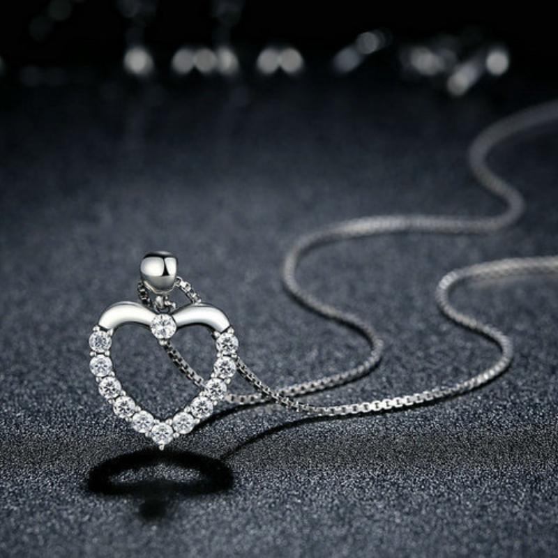 Lindon 925 Sterling Silver Classic Women Necklace Pendant Zircon Fashion Gift