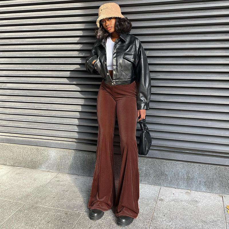 Golden Velvet Wide Leg Pants Women High Waist Drop Good Casual Pants Loose Flare Women's Pants